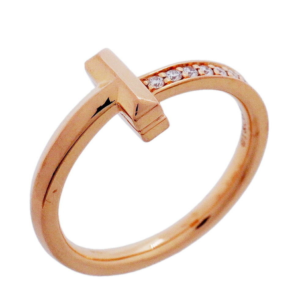 Tiffany & Co. T One Ring, 18K Pink Gold, Diamond, Size 12, Women's